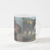 3つの恐竜の品種、霜の付いたマグカップ フロストグラスマグカップ (正面右)