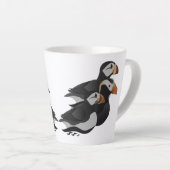 3つの愛らしいパフフレンドリーィンが泳ぐ漫画 カフェラテマグ (右アングル)