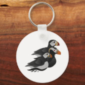 3つの愛らしいパフフレンドリーィンが泳ぐ漫画 キーホルダー (正面)