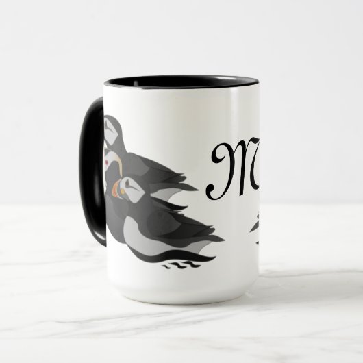 3つの愛らしいパフフレンドリーィンが泳ぐ漫画 マグカップ (正面左)