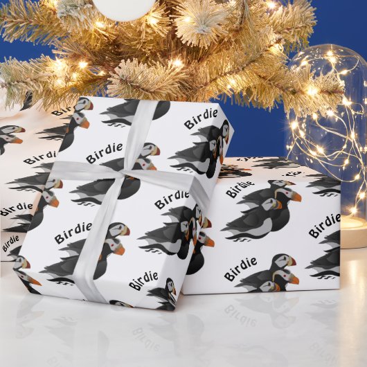 3つの愛らしいパフフレンドリーィンが泳ぐ漫画 ラッピングペーパー (クリスマス)