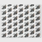 3つの愛らしいパフフレンドリーィンが泳ぐ漫画 ラッピングペーパー (フラット)