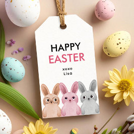 3つの愛らしいベビーハッピーイースター ギフトタグ