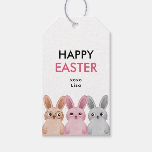 3つの愛らしいベビーハッピーイースター ギフトタグ (正面)