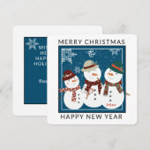 3つの愛らしい雪の人クリスマスホリデーカード シーズンカード (正面/裏面)