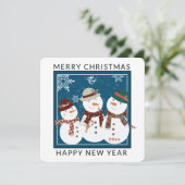 3つの愛らしい雪の人クリスマスホリデーカード シーズンカード (スタンド正面)