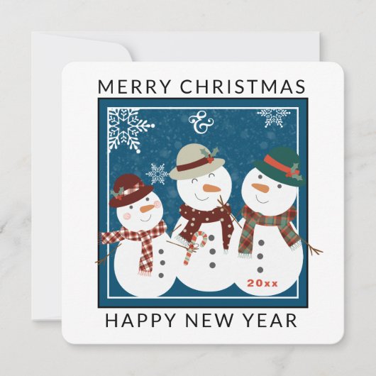 3つの愛らしい雪の人クリスマスホリデーカード シーズンカード (正面)