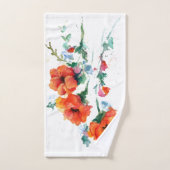 3つの明るい長い茎の赤いケシ2 バスタオルセット (ハンドタオル)