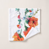 3つの明るい長い茎の赤いケシ2 バスタオルセット (ウォッシュタオル)