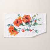 3つの明るい長い茎の赤いケシ2 バスタオルセット (ハンドタオル)