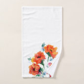 3つの明るい長い茎の赤いケシ2   バスタオルセット (ハンドタオル)