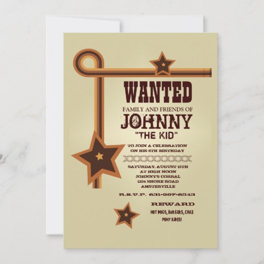 3つの星の西部の招待状 招待状 (正面)