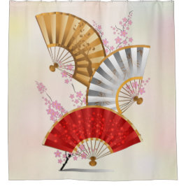 3つの春ファン シャワーカーテン