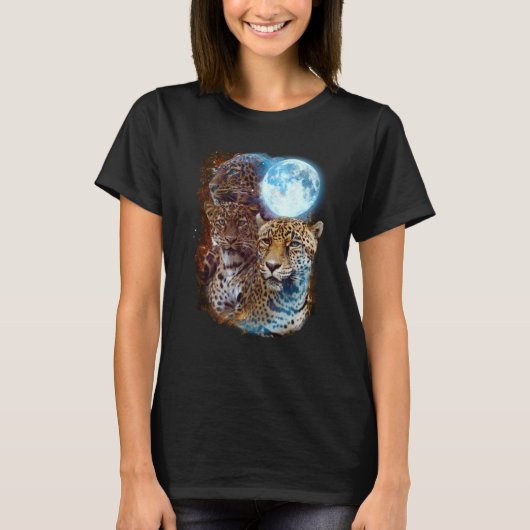 3つの月のジャガー属ヒョウ猫動物 Tシャツ (正面)