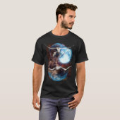 3つの月 ロングホーン 牛 アメリカバイソン Tシャツ (正面フル)