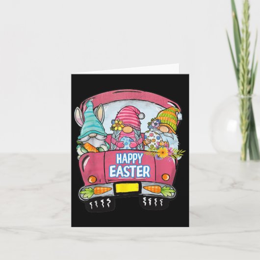 3つの格言のトラックバニー卵のハッピーイースター日 カード (正面)