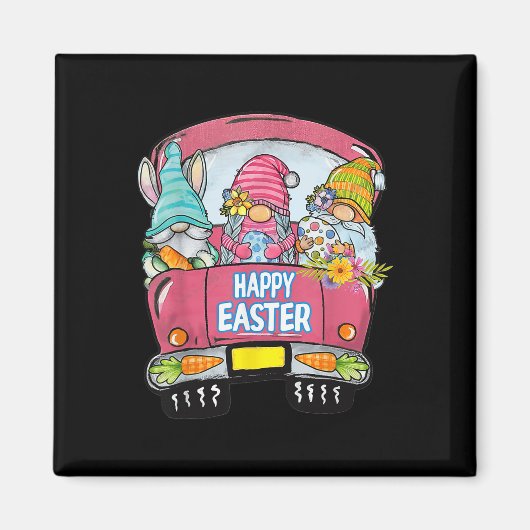 3つの格言のトラックバニー卵のハッピーイースター日 マグネット (正面)