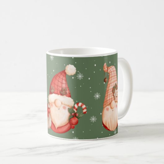 3つの格言スノーフレークレッドグリーンクリスマスプレゼント コーヒーマグカップ (正面右)