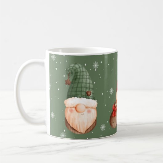 3つの格言スノーフレークレッドグリーンクリスマスプレゼント コーヒーマグカップ (左)