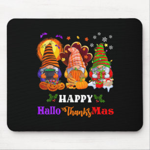 3つの格言ハロウィンメリークリスマスハッピーハロ マウスパッド