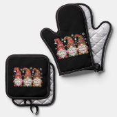 3つの格言バッファロープレイドレッドクリスマス 鍋つかみ&鍋敷きセット (正面/裏面)