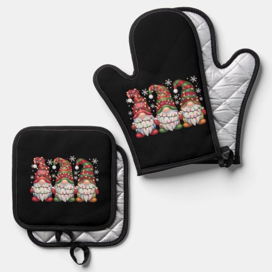 3つの格言バッファロープレイドレッドクリスマス 鍋つかみ&鍋敷きセット (正面/裏面)