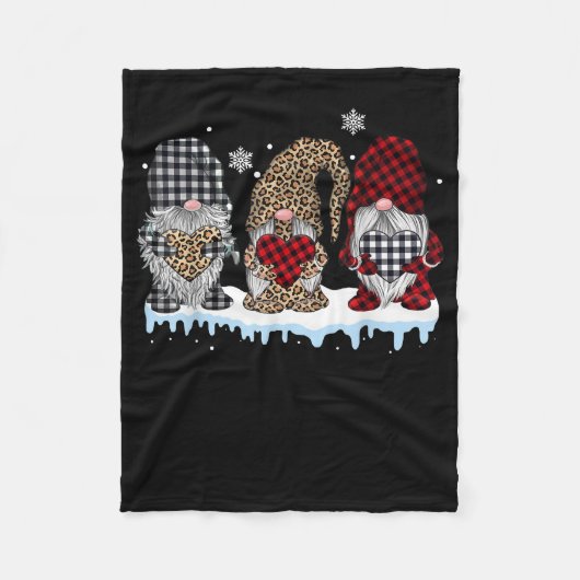 3つの格言ヒョウ水牛のプレイドクリスマス フリースブランケット (正面)