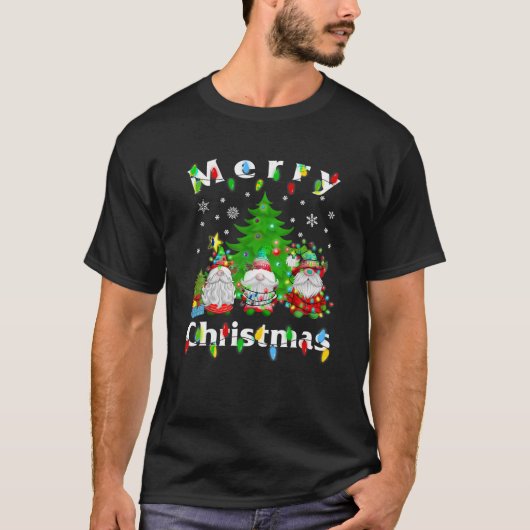 3つの格言メリークリスマスライトツリー格言ファミー Tシャツ (正面)