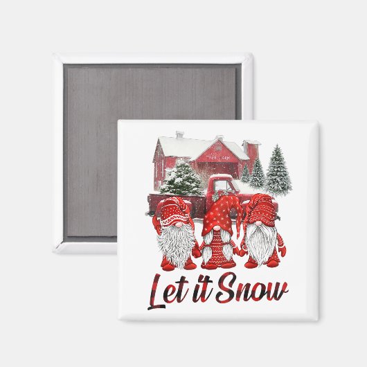 3つの格言赤いLet雪の格言クリスマス マグネット (正面/裏面)
