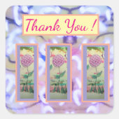 3つの棒つきキャンデーの花"ありがとう" スクエアシール (正面)