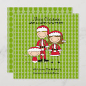 3つの棒人間たちの家族クリスマスカード シーズンカード (正面/裏面)