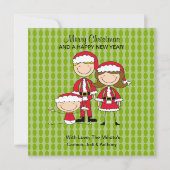 3つの棒人間たちの家族クリスマスカード シーズンカード (正面)