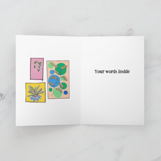 3つの植物の可愛いアートドードル、あなたの言葉の内側 カード (内部)