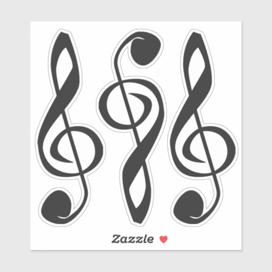 3つの様式化された高音クレフ、 音符記号 シール (シート)