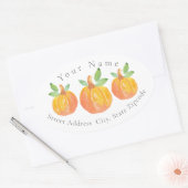 3つの水彩カボチャ2ラベル 楕円形シール (封筒)