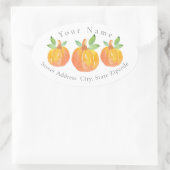 3つの水彩カボチャ2ラベル 楕円形シール (バッグ)