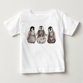 3つの水色のエンプレムペンギンチックス ベビーTシャツ