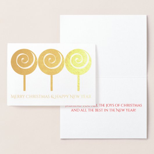 3つの渦巻き棒つきキャンデークリスマスグリーティングカード 箔カード (ディスプレー)