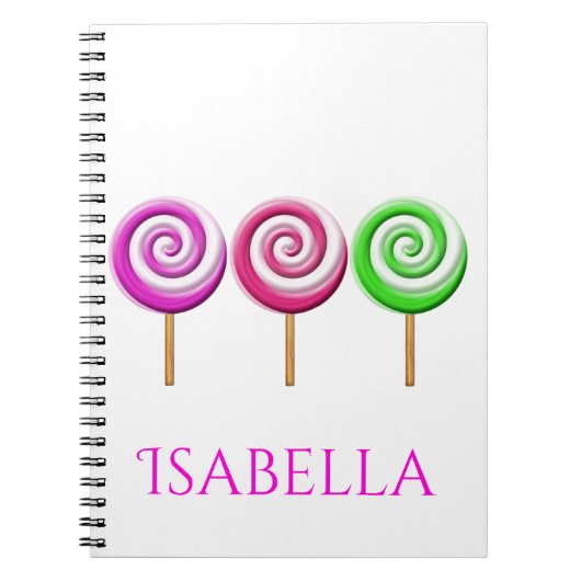 3つの渦巻き状ロリーポップスパイラルノートブック ノートブック (正面)