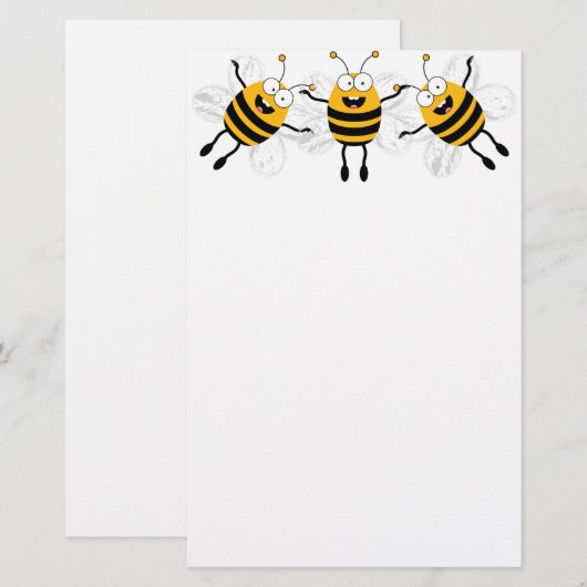 3つの漫画の蜂 便箋 (正面/裏面)