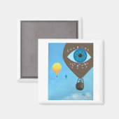 3つの熱気球ラブスクエア想像グマグネット マグネット (正面/裏面)