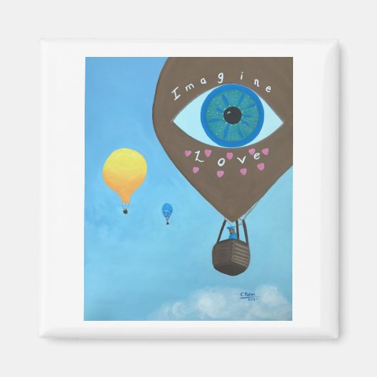 3つの熱気球ラブスクエア想像グマグネット マグネット (正面)