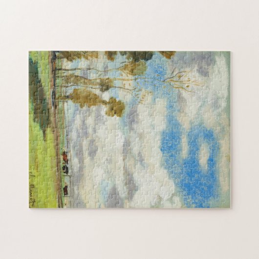 3つの牛の牧草地モネファインアート ジグソーパズル (横)