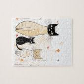 3つの猫ちゃんと花パズル ジグソーパズル (横)