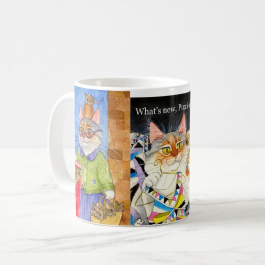 3つの猫のイメージ間抜けなマグ、極度サイズ コーヒーマグカップ (正面左)