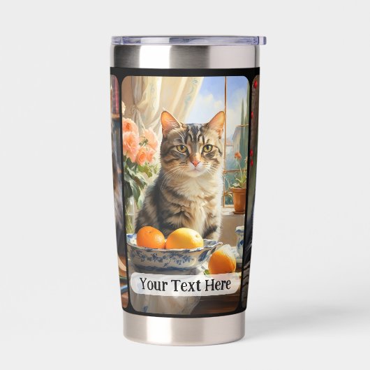 3つの猫の写真芸術的 保温保冷タンブラー (左面)