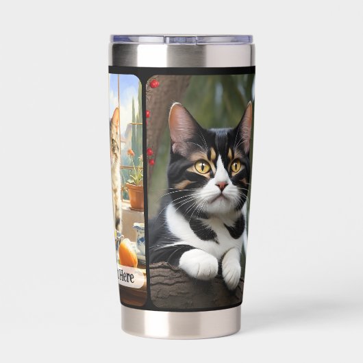 3つの猫の写真芸術的 保温保冷タンブラー (背面)