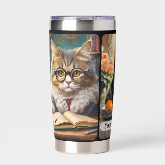 3つの猫の写真芸術的 保温保冷タンブラー (正面)