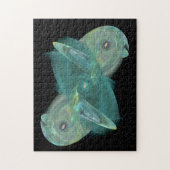 3つの猫の目の海の海グリーン抽象芸術 ジグソーパズル (縦)