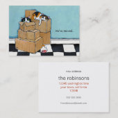 3つの猫及び箱|の引っ越しましたの発表 名刺 (正面/裏面)